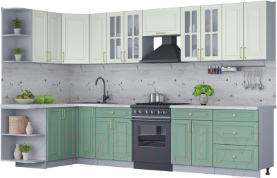 Готовая кухня Интерлиния Мила Шато 1.5x3.3 левая - фото