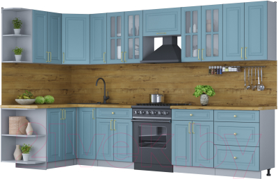 Готовая кухня Интерлиния Мила Шато 1.5x3.3 левая - фото