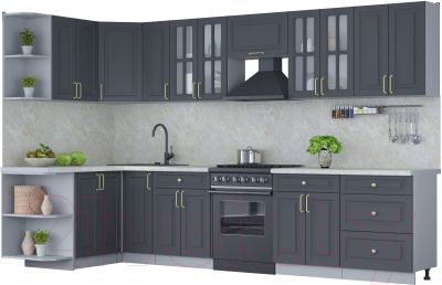 Готовая кухня Интерлиния Мила Шато 1.5x3.3 левая - фото