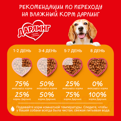 Влажный корм для собак Дарлинг Говядина в подливе