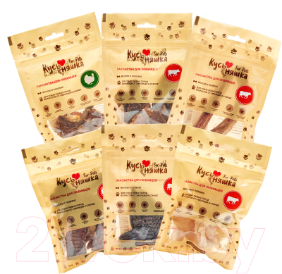 Набор лакомств для собак Кусьняшка Бычий корень/вымя/легкое/печень/рубец/шея - фото