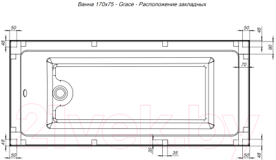 Ванна акриловая Aquanet Grace 170x75