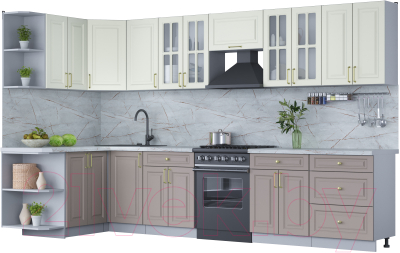 Готовая кухня Интерлиния Мила Шато 1.5x3.4 левая - фото