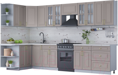 Готовая кухня Интерлиния Мила Шато 1.5x3.4 левая - фото