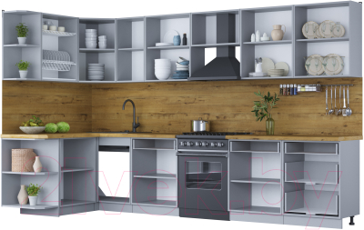 Готовая кухня Интерлиния Мила Шато 1.5x3.4 левая