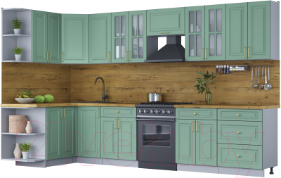 Готовая кухня Интерлиния Мила Шато 1.5x3.4 левая - фото