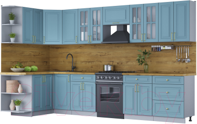 Готовая кухня Интерлиния Мила Шато 1.5x3.4 левая - фото