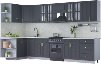 Готовая кухня Интерлиния Мила Шато 1.5x3.4 левая - фото