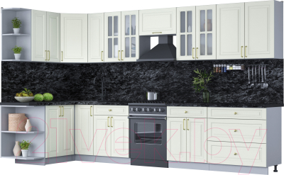 Готовая кухня Интерлиния Мила Шато 1.5x3.5 левая - фото