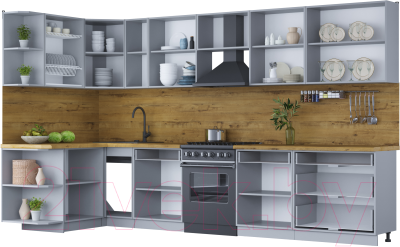 Готовая кухня Интерлиния Мила Шато 1.5x3.5 левая