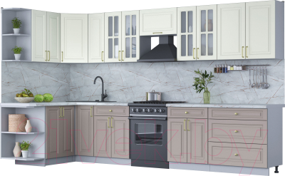 Готовая кухня Интерлиния Мила Шато 1.5x3.5 левая - фото