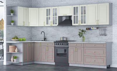 Готовая кухня Интерлиния Мила Шато 1.5x3.5 левая