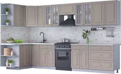 Готовая кухня Интерлиния Мила Шато 1.5x3.5 левая - фото