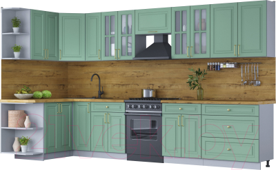 Готовая кухня Интерлиния Мила Шато 1.5x3.5 левая - фото