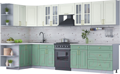 Готовая кухня Интерлиния Мила Шато 1.5x3.5 левая - фото