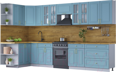 Готовая кухня Интерлиния Мила Шато 1.5x3.5 левая - фото