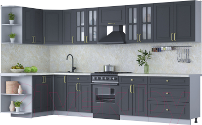 Готовая кухня Интерлиния Мила Шато 1.5x3.5 левая - фото