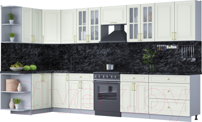 Готовая кухня Интерлиния Мила Шато 1.5x3.6 левая - фото