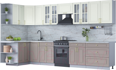 Готовая кухня Интерлиния Мила Шато 1.5x3.6 левая - фото