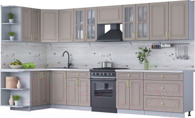 Готовая кухня Интерлиния Мила Шато 1.5x3.6 левая - фото