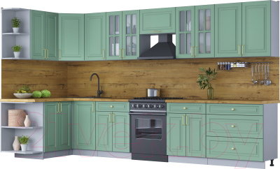 Готовая кухня Интерлиния Мила Шато 1.5x3.6 левая - фото