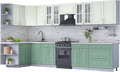 Готовая кухня Интерлиния Мила Шато 1.5x3.6 левая - фото