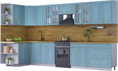 Готовая кухня Интерлиния Мила Шато 1.5x3.6 левая - фото