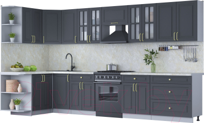 Готовая кухня Интерлиния Мила Шато 1.5x3.6 левая - фото