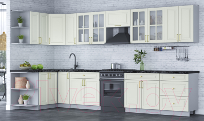 Готовая кухня Интерлиния Мила Шато 1.5x3.7 левая