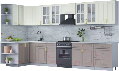 Готовая кухня Интерлиния Мила Шато 1.5x3.7 левая - фото