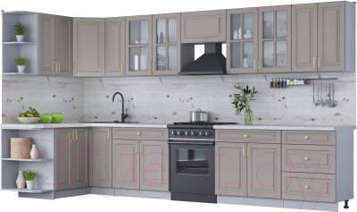 Готовая кухня Интерлиния Мила Шато 1.5x3.7 левая - фото