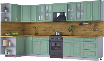 Готовая кухня Интерлиния Мила Шато 1.5x3.7 левая - фото