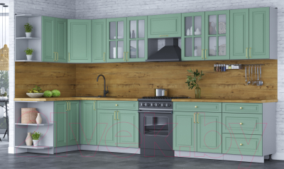 Готовая кухня Интерлиния Мила Шато 1.5x3.7 левая