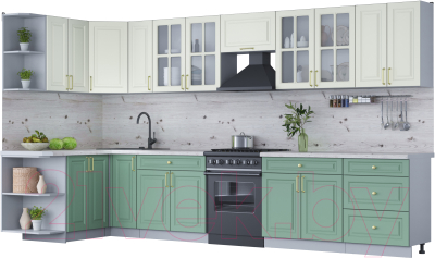 Готовая кухня Интерлиния Мила Шато 1.5x3.7 левая - фото