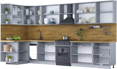 Готовая кухня Интерлиния Мила Шато 1.5x3.7 левая