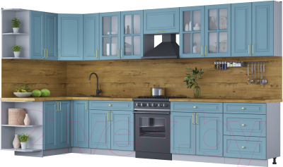 Готовая кухня Интерлиния Мила Шато 1.5x3.7 левая - фото