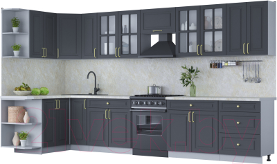 Готовая кухня Интерлиния Мила Шато 1.5x3.7 левая - фото