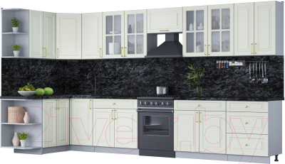 Готовая кухня Интерлиния Мила Шато 1.5x3.8 левая - фото