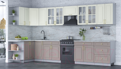 Готовая кухня Интерлиния Мила Шато 1.5x3.8 левая