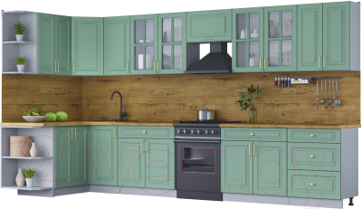 Готовая кухня Интерлиния Мила Шато 1.5x3.8 левая - фото