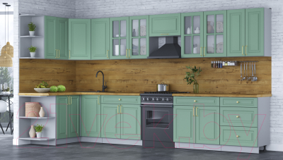 Готовая кухня Интерлиния Мила Шато 1.5x3.8 левая