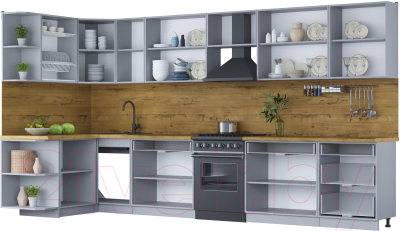 Готовая кухня Интерлиния Мила Шато 1.5x3.8 левая