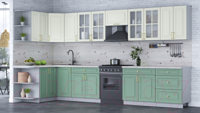 Готовая кухня Интерлиния Мила Шато 1.5x3.8 левая