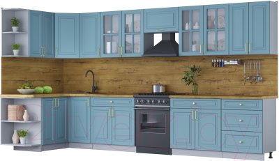 Готовая кухня Интерлиния Мила Шато 1.5x3.8 левая - фото