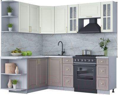 Готовая кухня Интерлиния Мила Шато 1.7x2.2 левая - фото