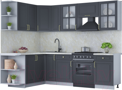 Готовая кухня Интерлиния Мила Шато 1.7x2.5 левая - фото