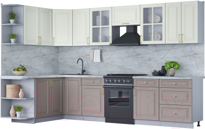 Готовая кухня Интерлиния Мила Шато 1.7x3.2 левая - фото