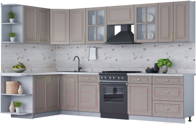 Готовая кухня Интерлиния Мила Шато 1.7x3.2 левая - фото