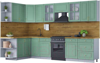 Готовая кухня Интерлиния Мила Шато 1.7x3.2 левая - фото