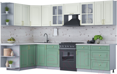 Готовая кухня Интерлиния Мила Шато 1.7x3.2 левая - фото